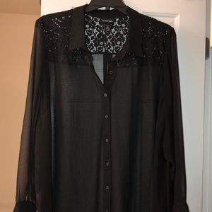 Lane Bryant Sheer Lace Detail Long Sleeve 26/28